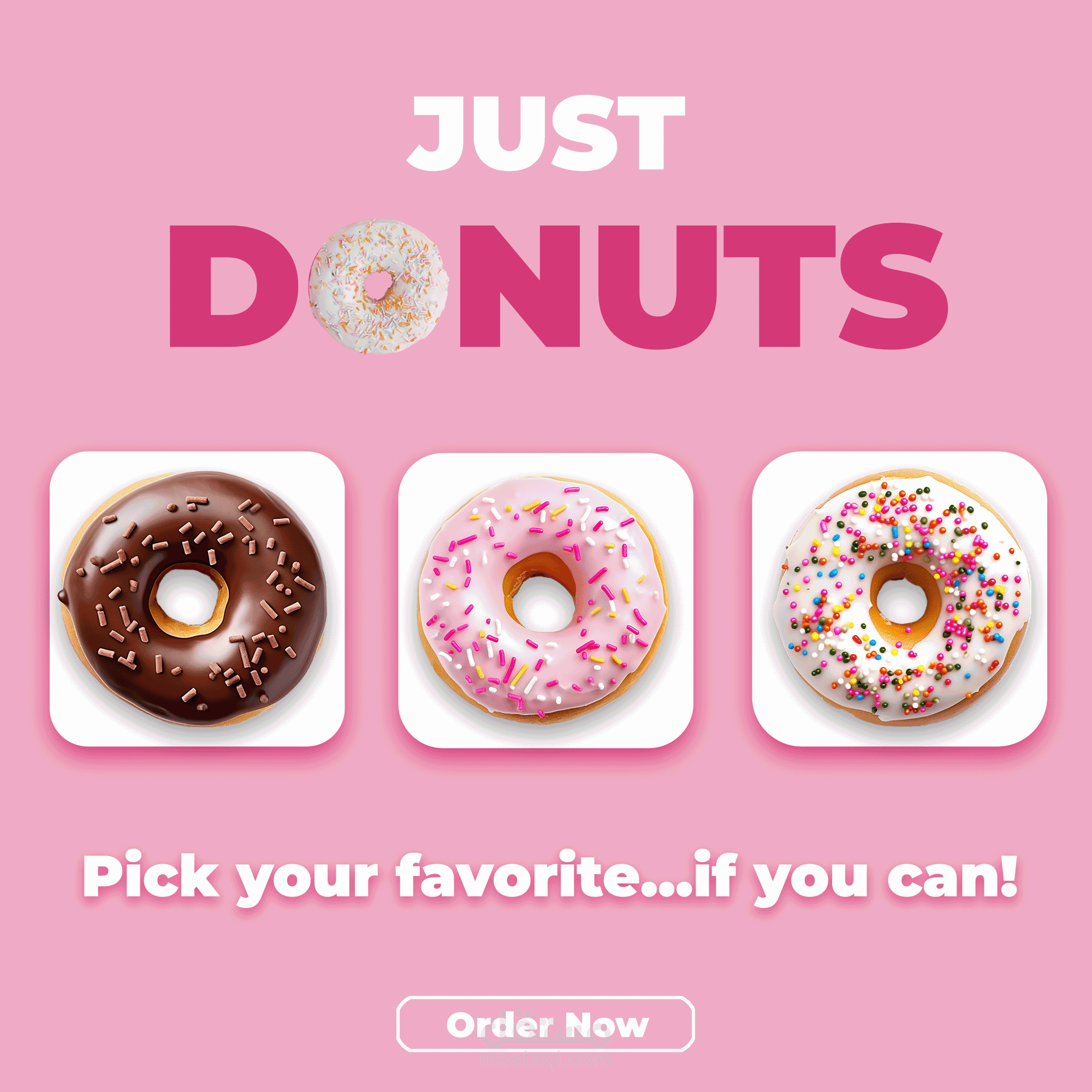 تصميم منشور سوشيال ميديا لعرض نكهات الدوناتس