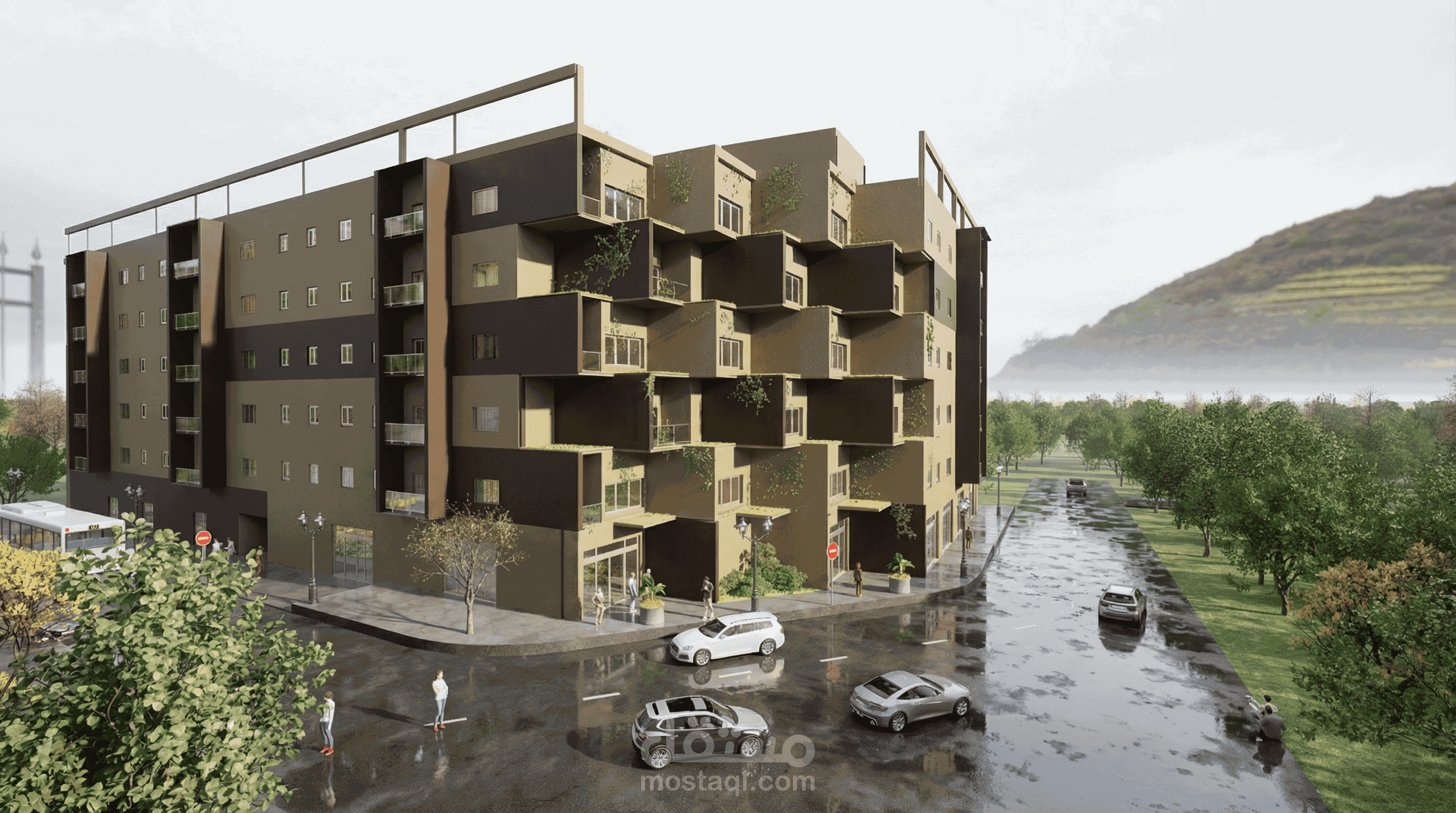 مبنى سكني حديث – تصميم معماري ونمذجة ثلاثية الأبعاد لمساحة 5000 م²