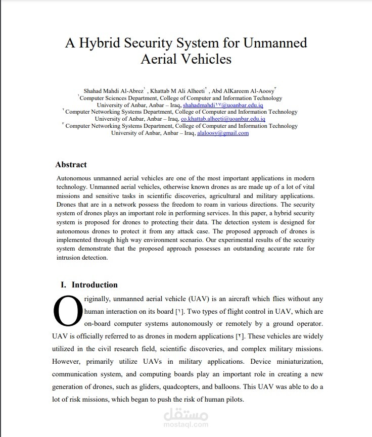 A hybrid security system for unmanned aerial vehicles