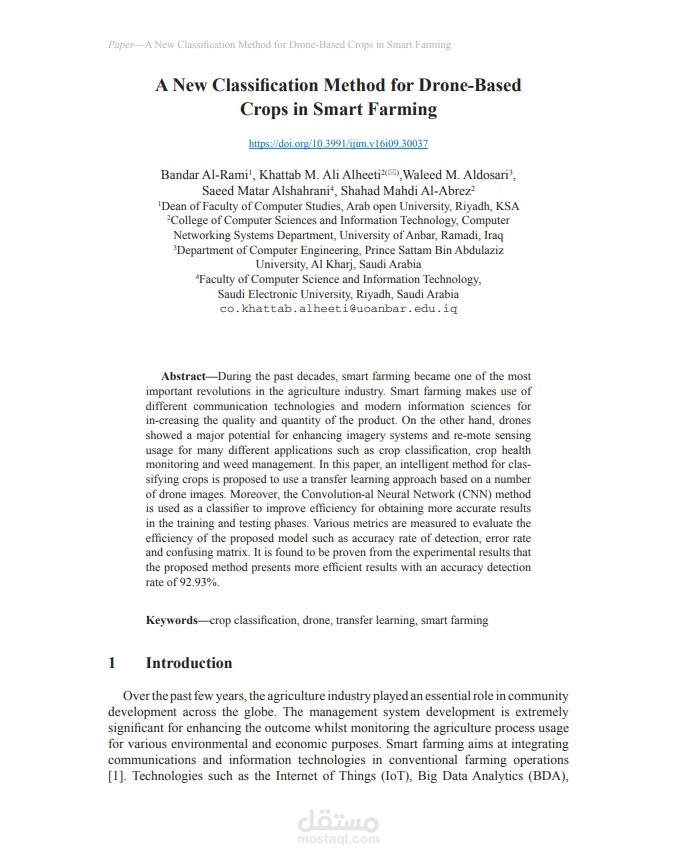 A New Classification Method for Drone-Based Crops in Smart Farming