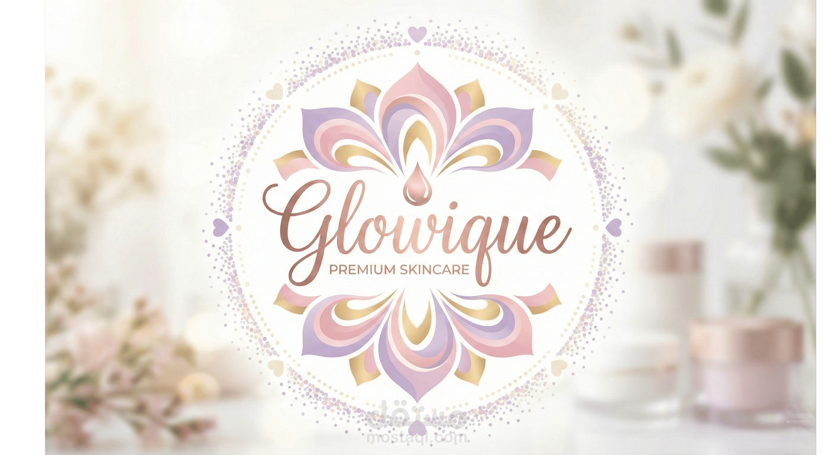 تصميم هوية بصرية لعلامة "Glowique" لمستحضرات العناية الفاخرة