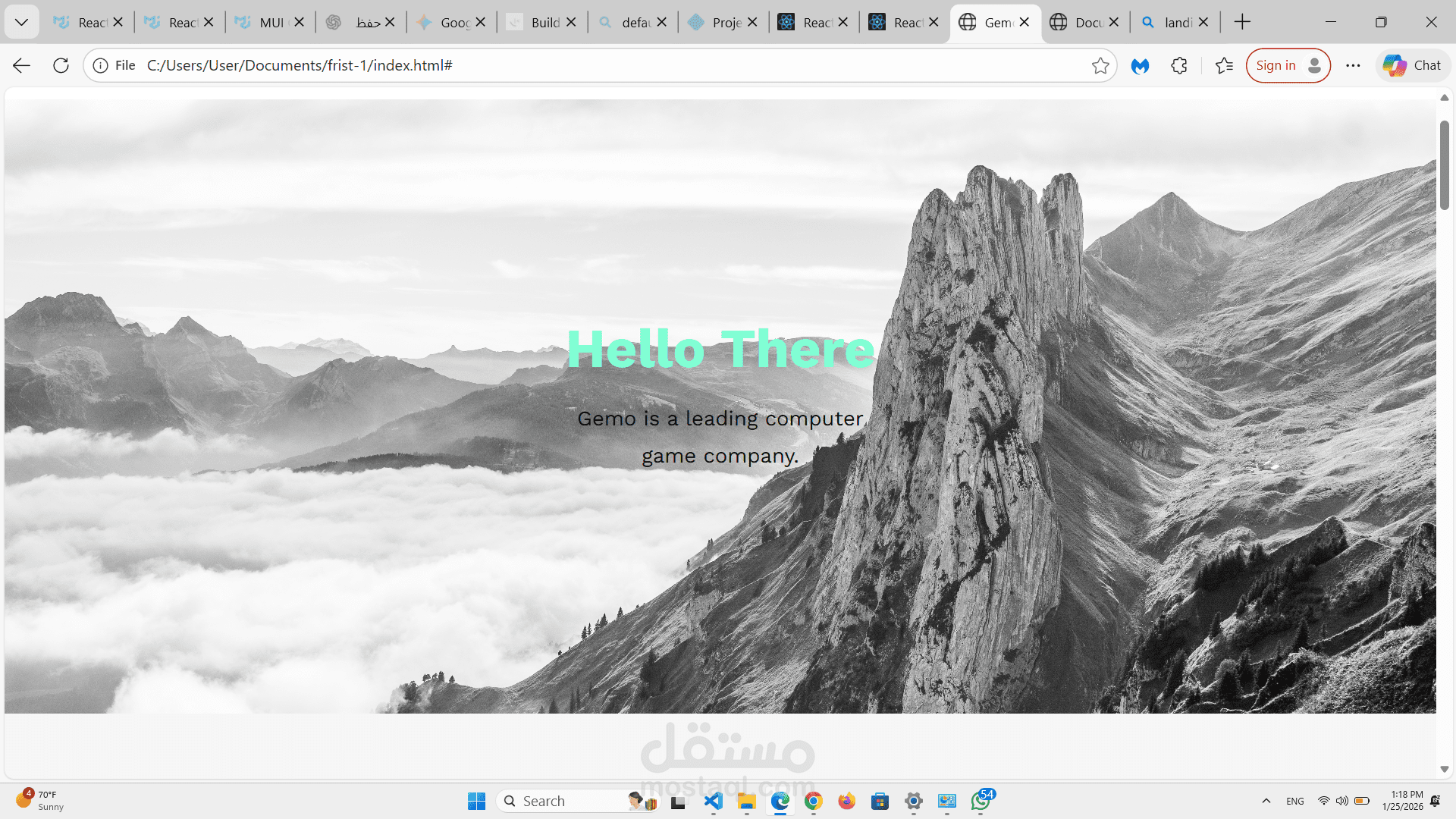 landing page