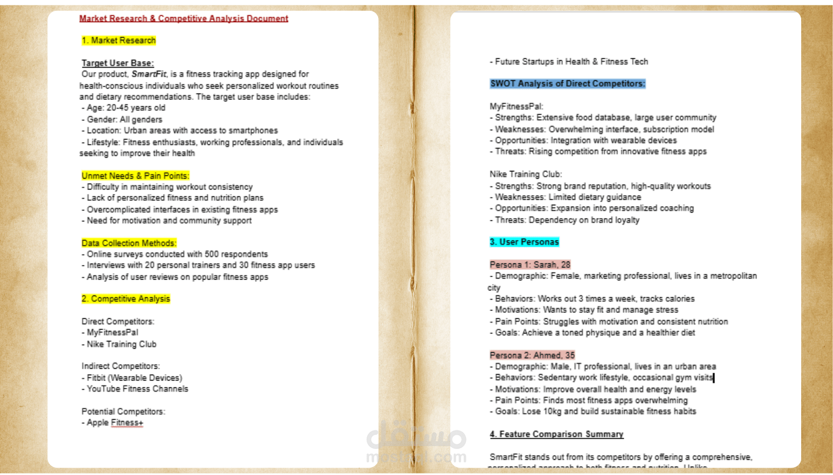 دراسة سوق وتحليل منافسين وبناء شخصية المشتري (Buyer Persona) لمشروع رقمي