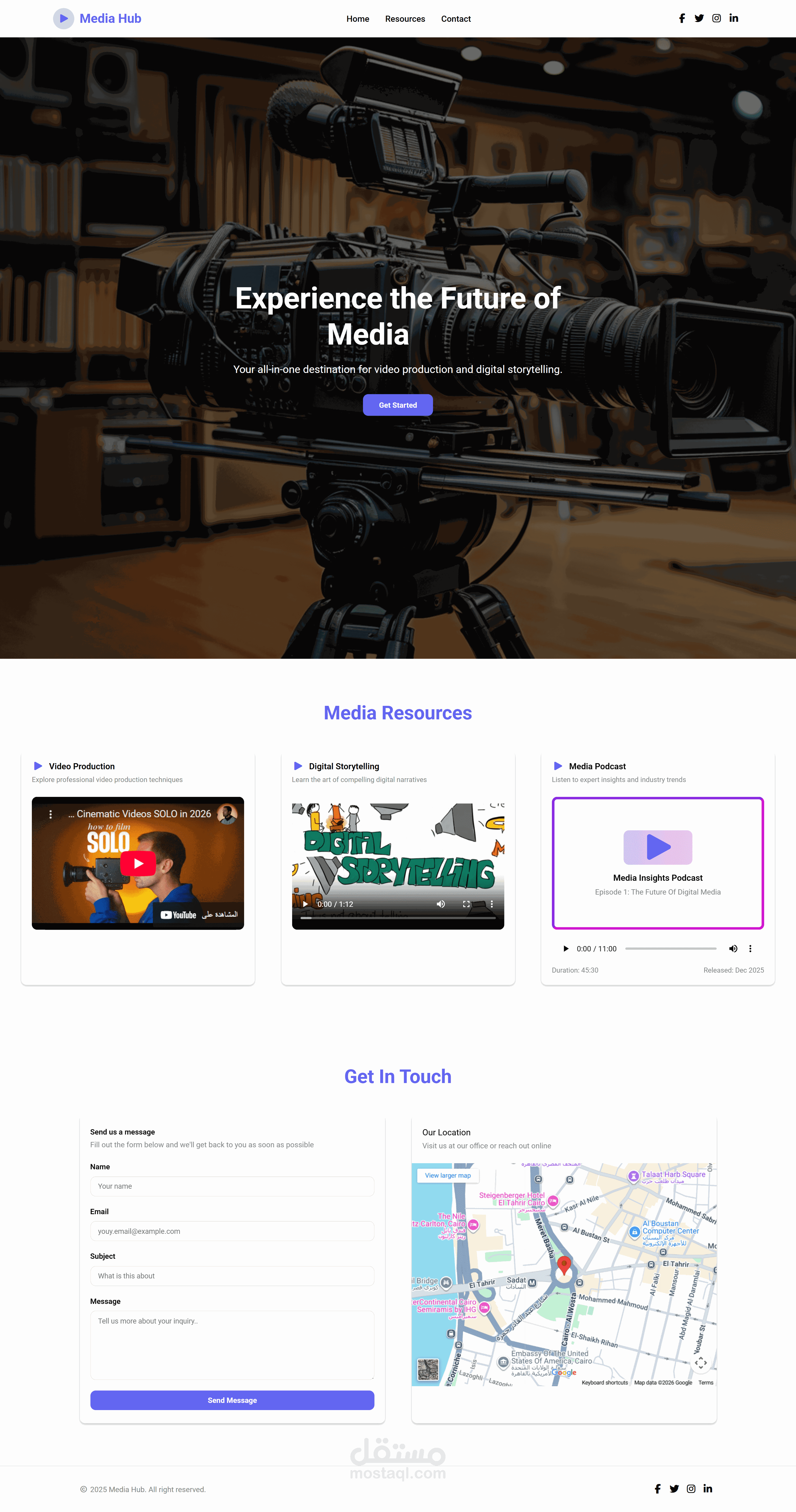Media Hub Landing Page