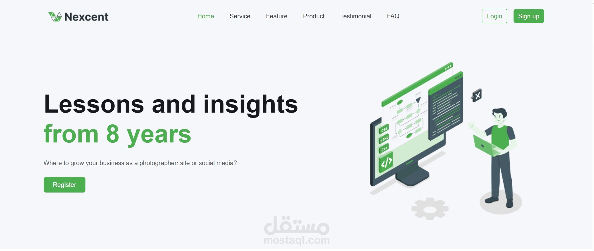 تصميم وتطوير صفحة هبوط متجاوبة Nexcent Landing Page