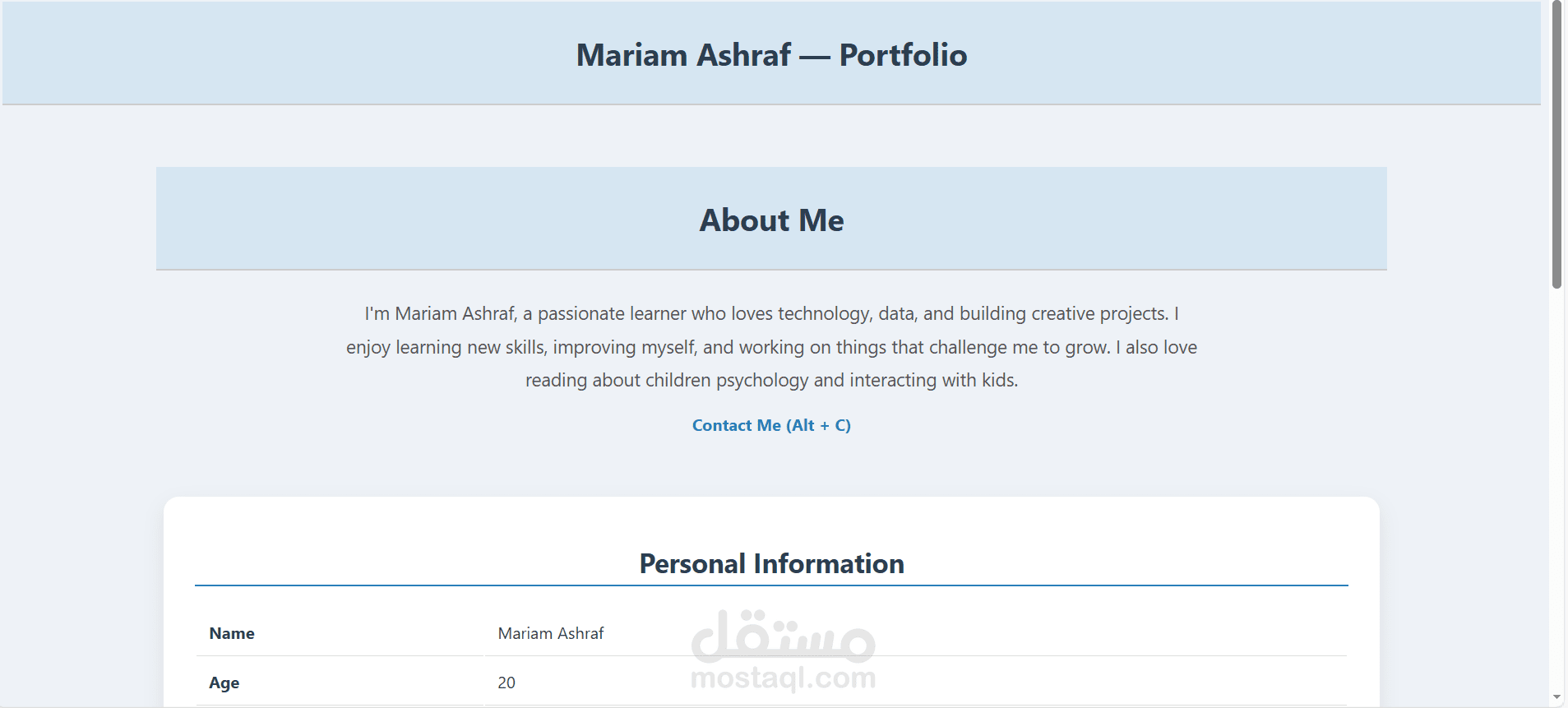 Welcome & Registration Website with Portfolio Page