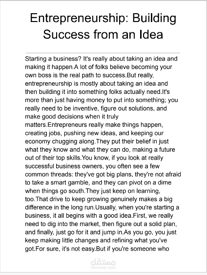 Entrepreneurship: Building Success from an Idea