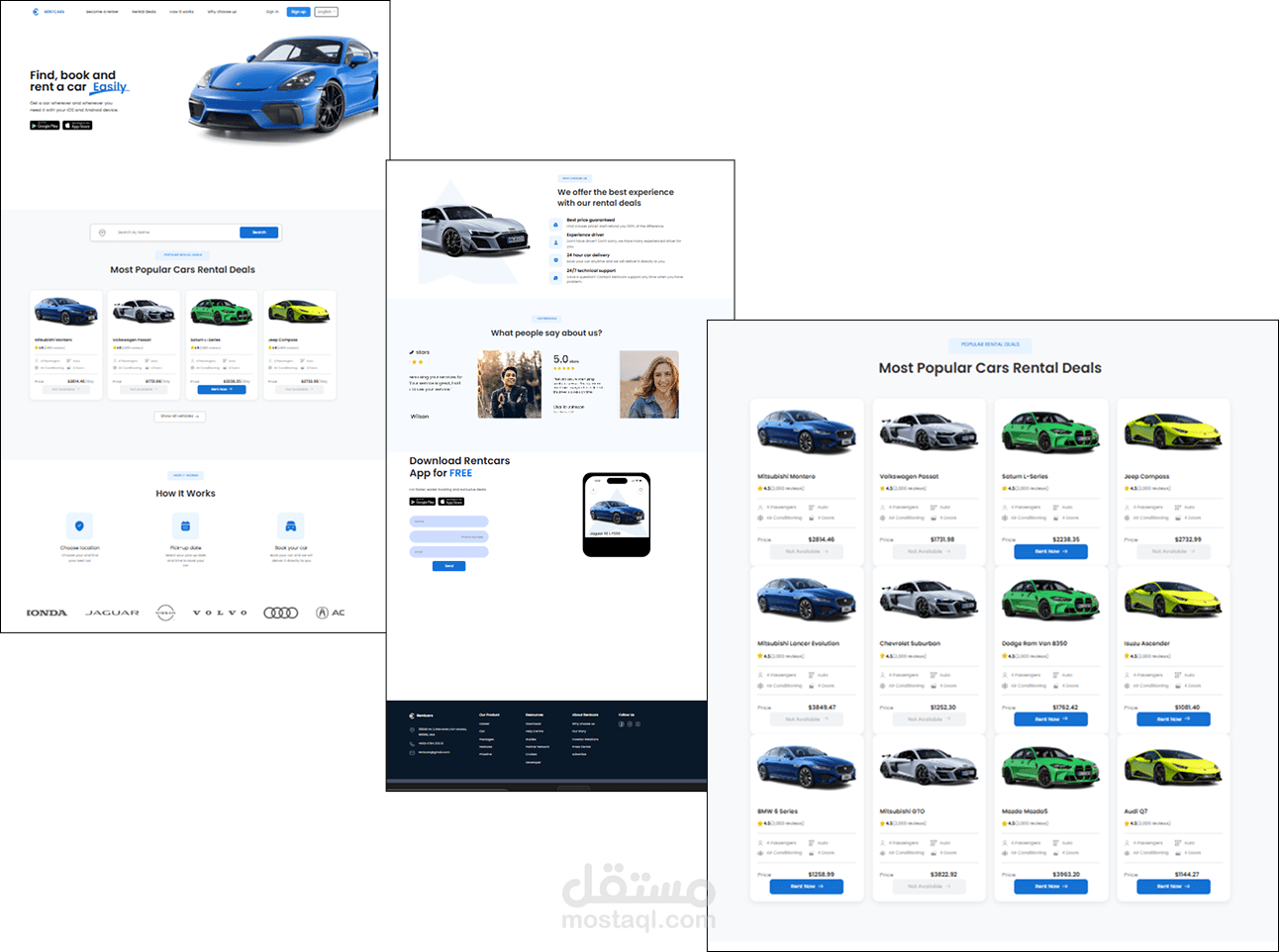 صفحة هبوط لتأجير السيارات - تطبيق ويب بـ Angular
