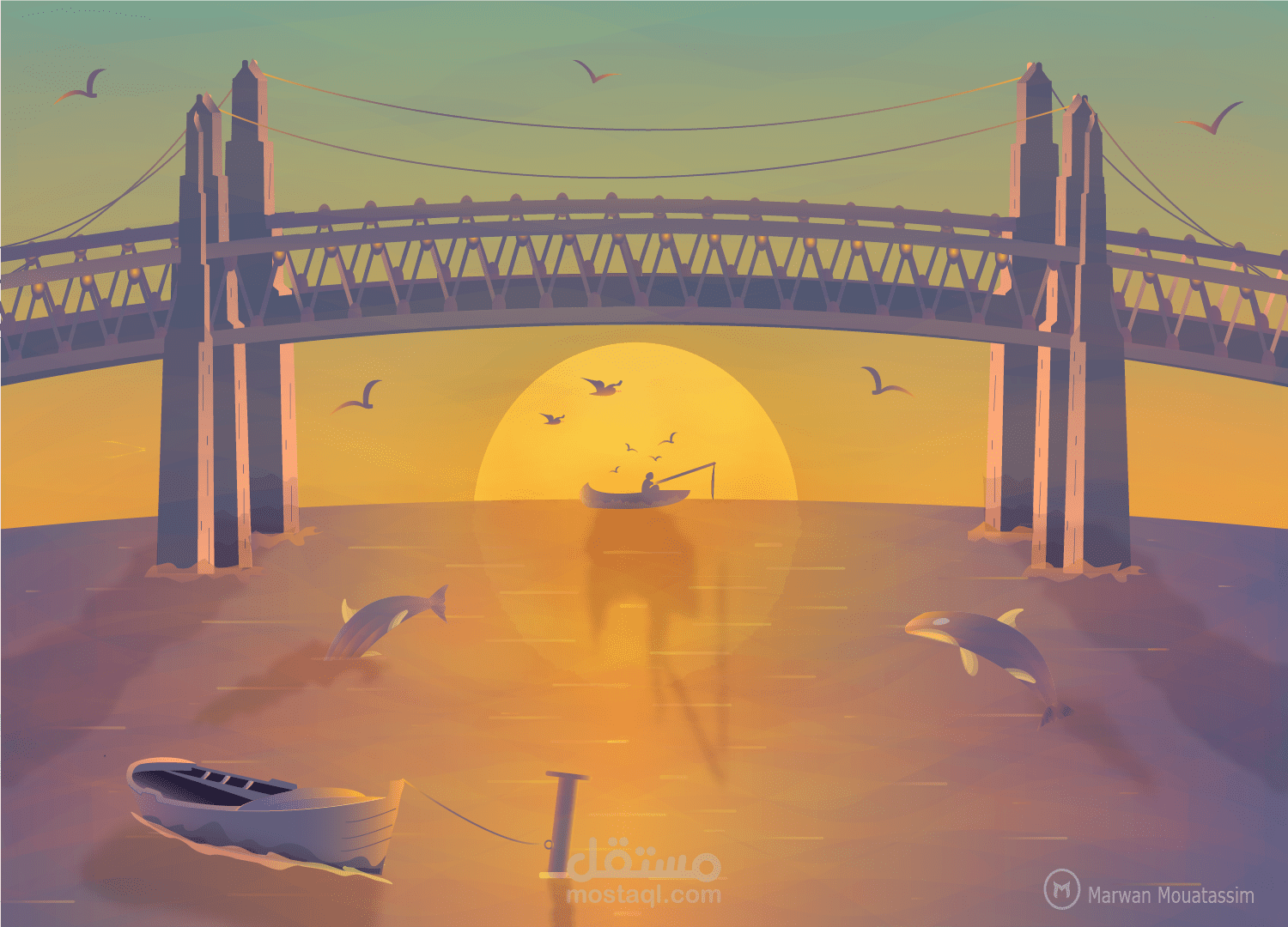 غروب الشمس .Sunset Landscape