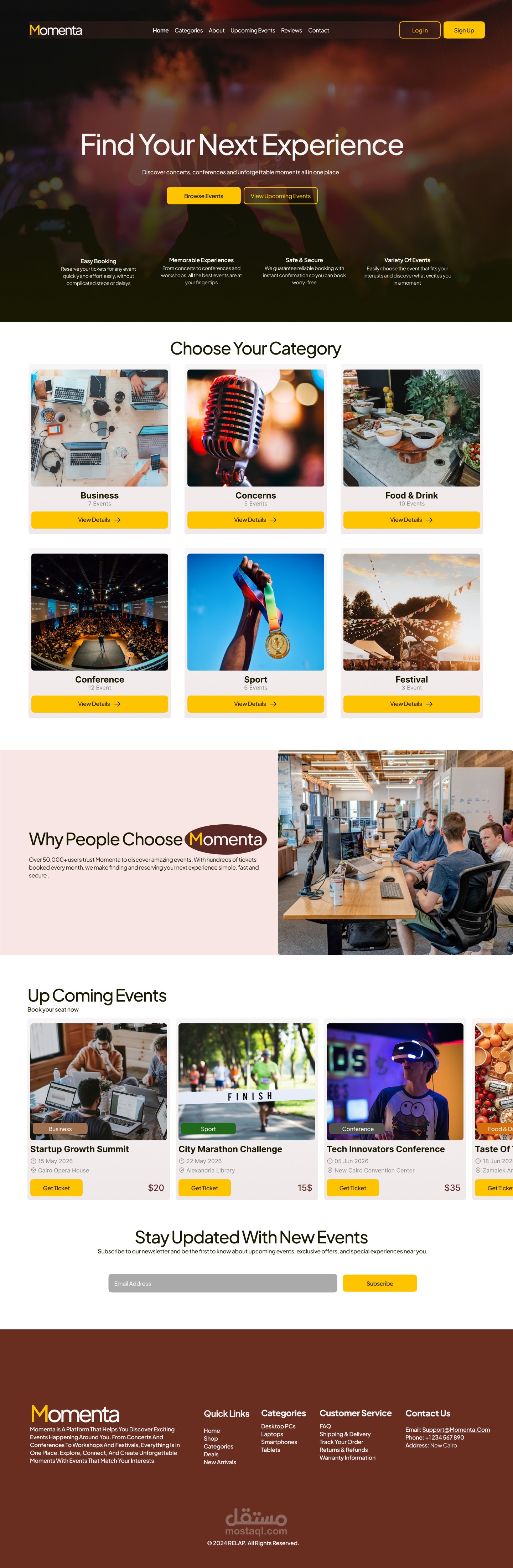 تصميم واجهة مستخدم حديثة لصفحة هبوط (Landing Page) لمنصة Momenta