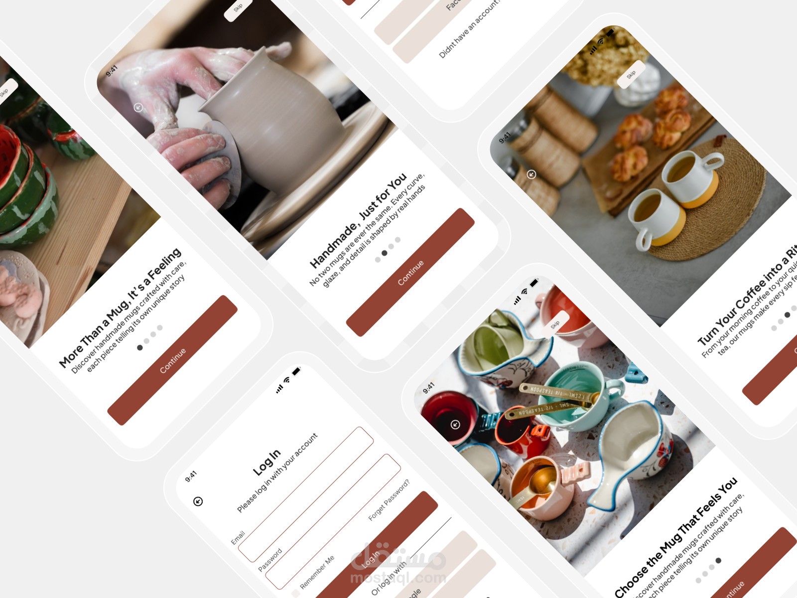 تصميم تجربة المستخدم و واجهة المستخدم للتعريف بتطبيق MAS و تسجيل الدخول/ انشاء حساب