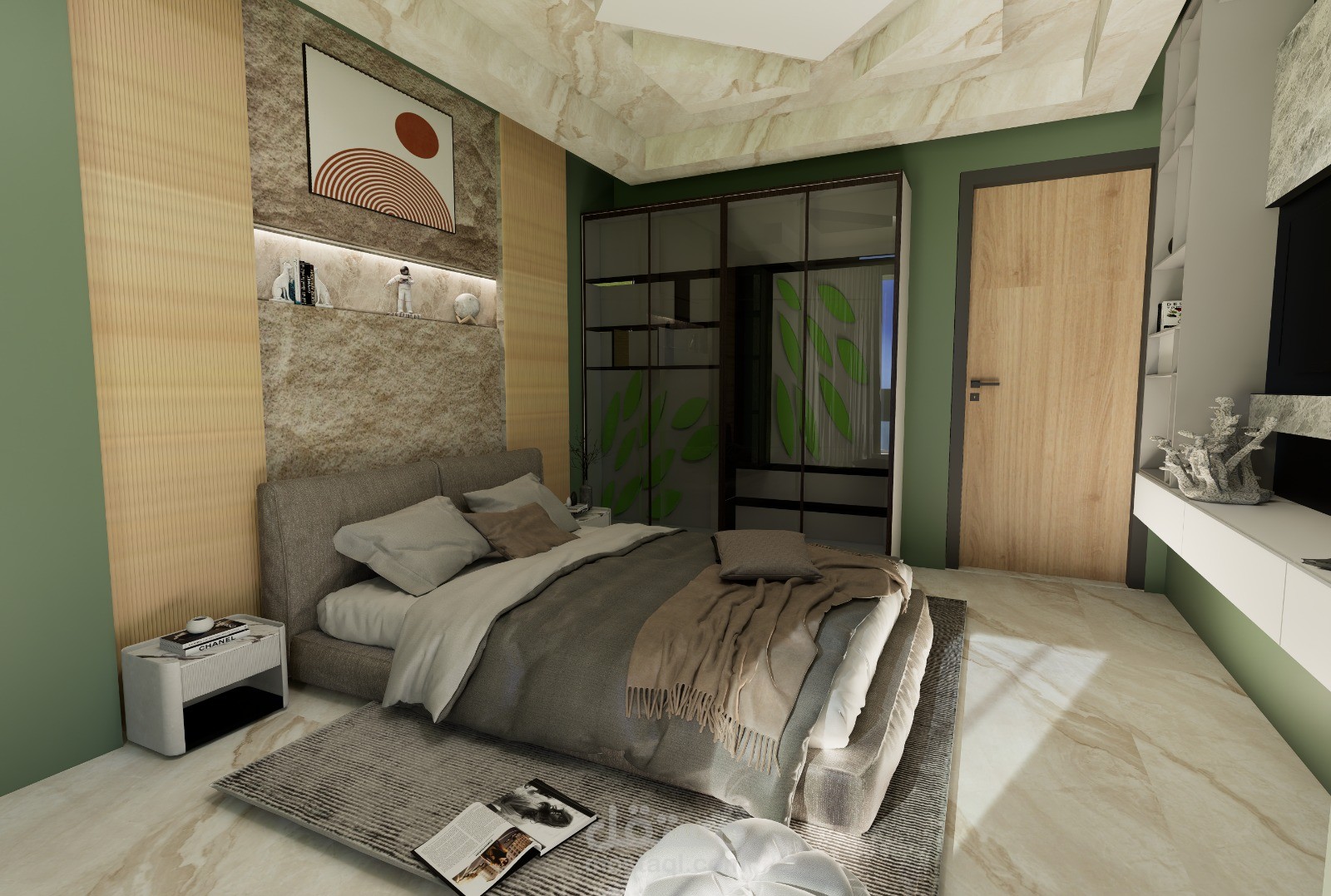 تصميم داخلي لغرفة نوم باسلوب عصري وهادئ