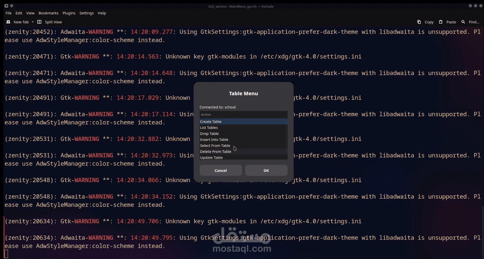 Bash Scripting and DBMS creation