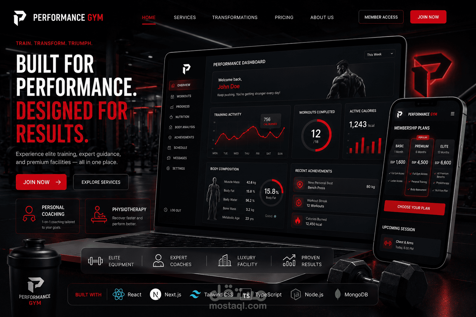 Performance Gym | منصة متكاملة لإدارة وعرض الخدمات الرياضية (Full System Application)