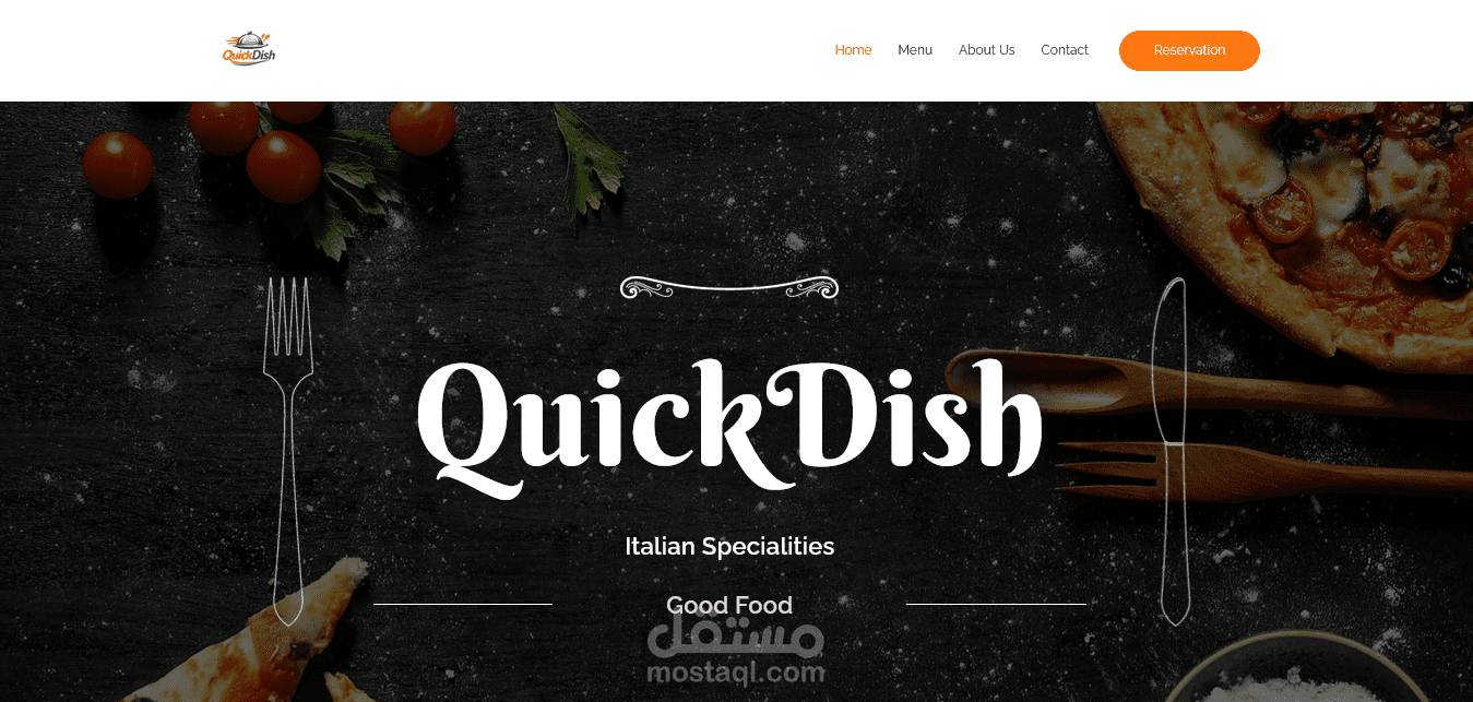 تصميم وتطوير موقع مطعم QuickDish – واجبات سريعة
