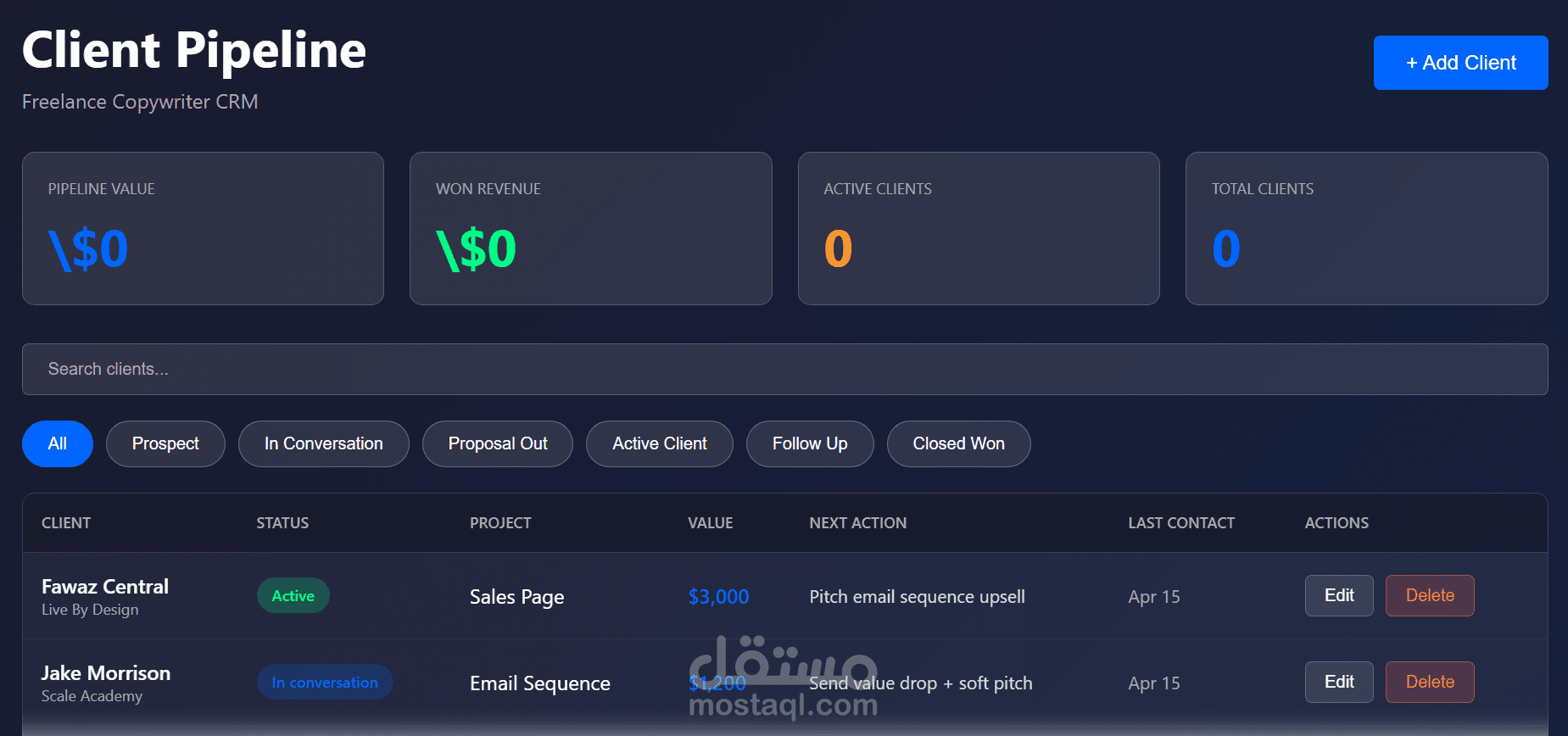 نظام Pipeline متكامل لتحليل بيانات العملاء والمبيعات CRM
