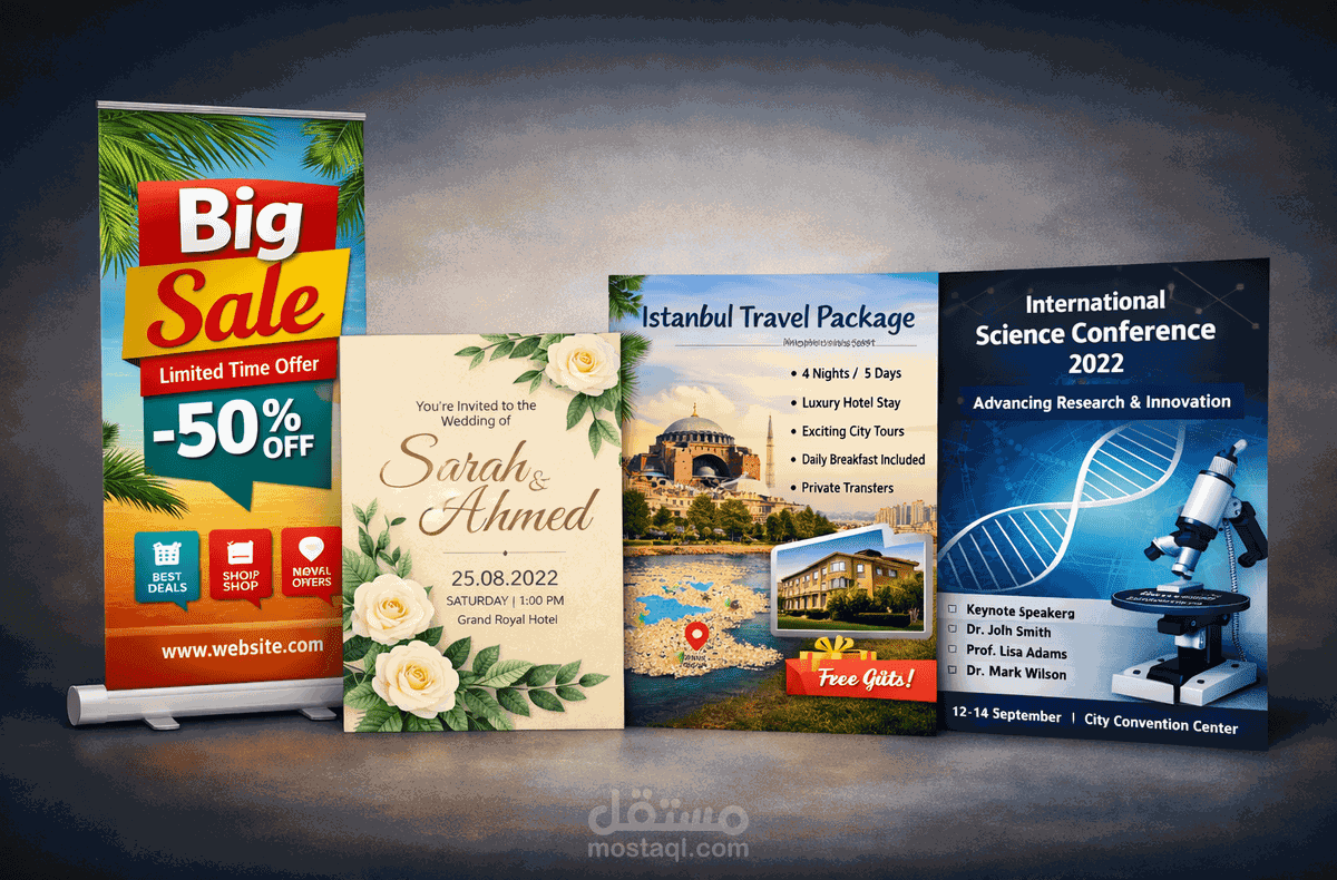 تصاميم دعائية ومؤتمرات بأعلى جودة