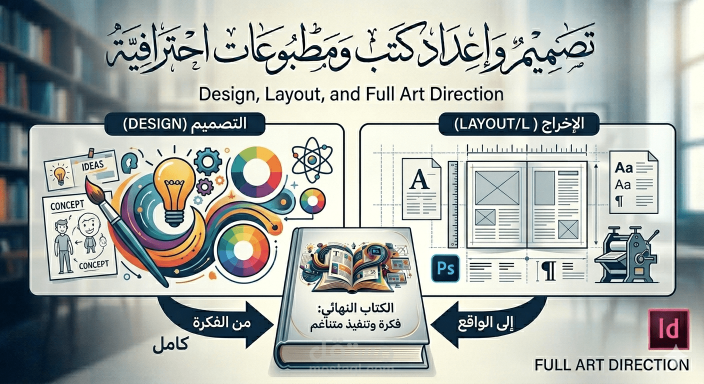 تصميم، تنسيق، وإخراج فني متكامل للكتب والمطبوعات والمجلات والأغلفة باستخدام Adobe InDesign