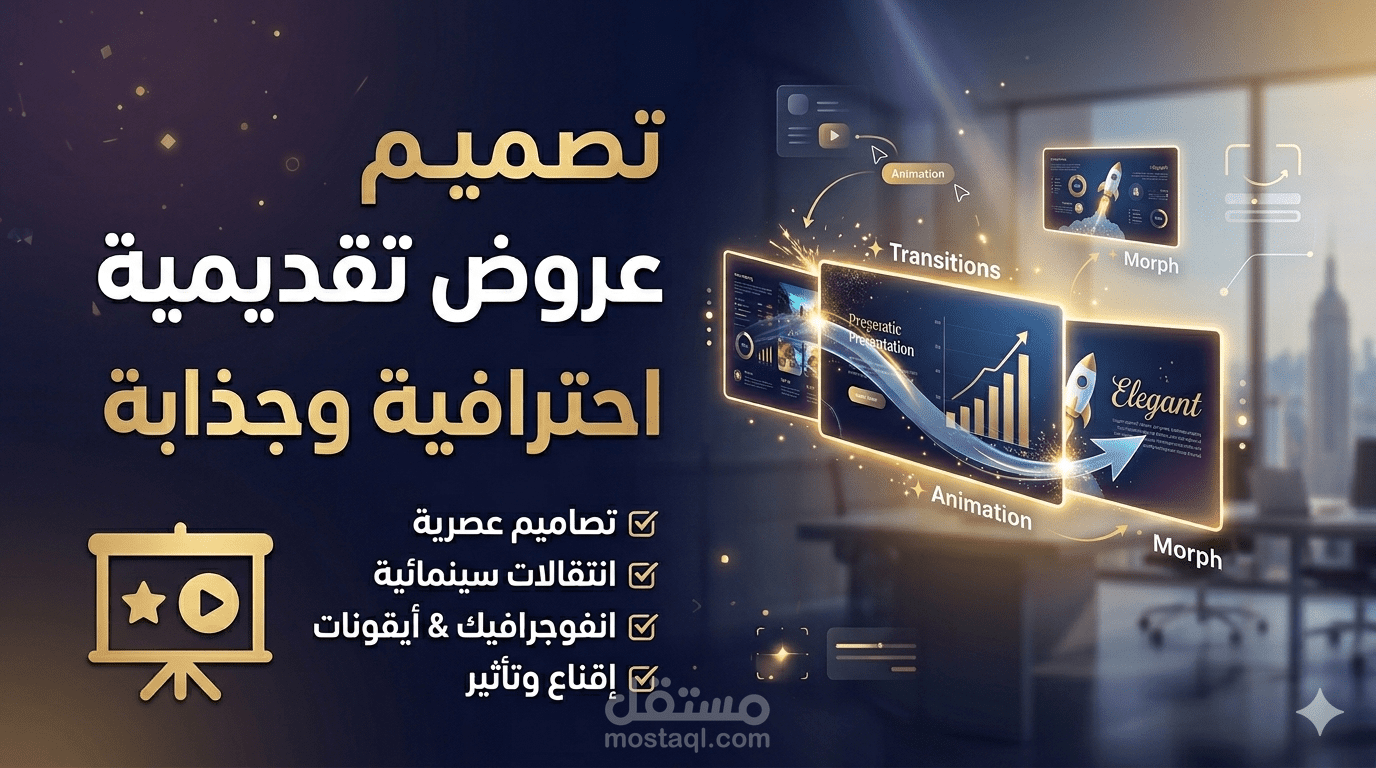 تصميم عروض تقديمية احترافية تُحوّل أفكارك إلى قصة بصرية مذهلة