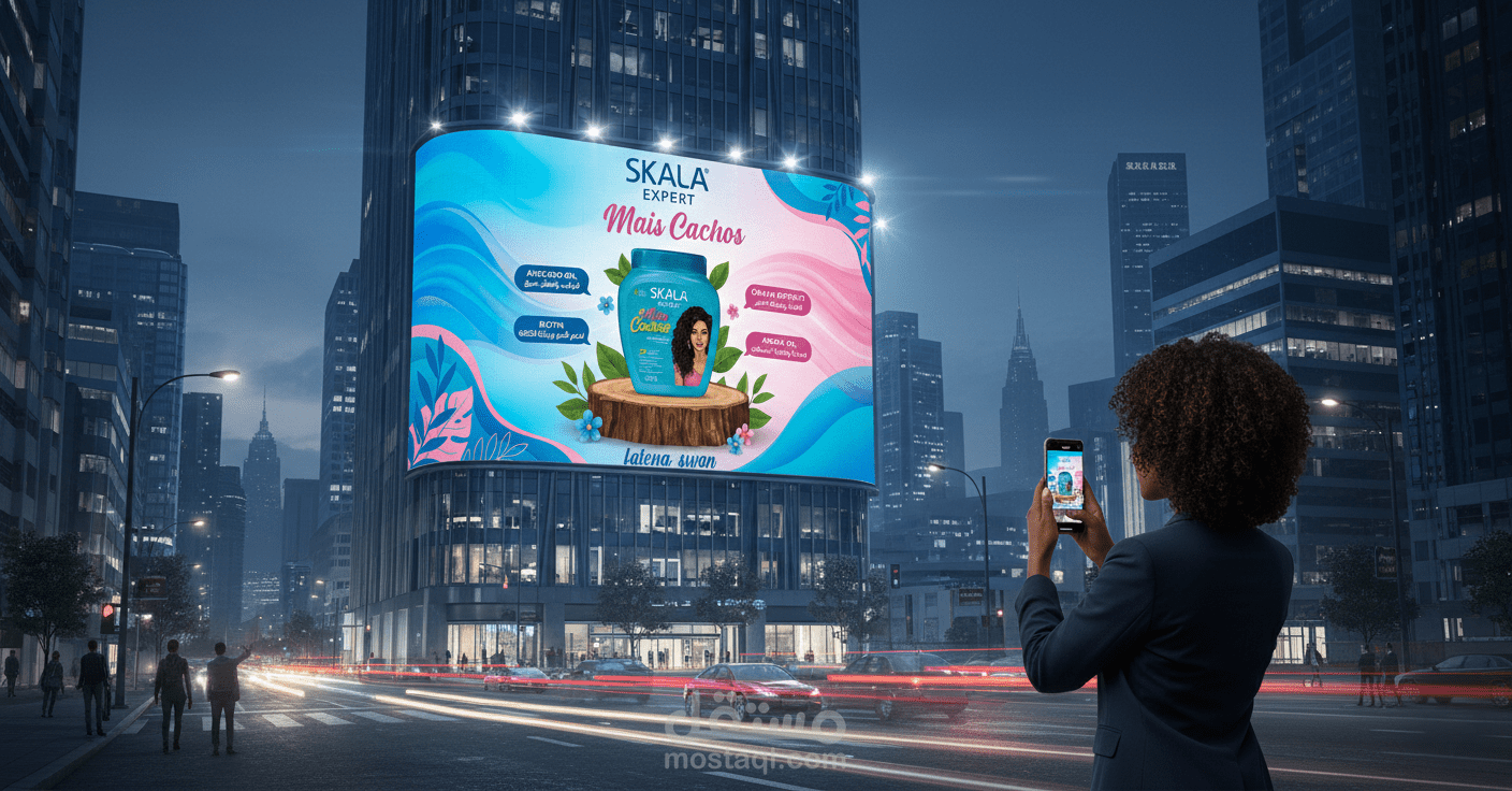 "أضواء المدينة وتألق العناية: تفاعل مع إعلان سكالا (Skala) العملاق