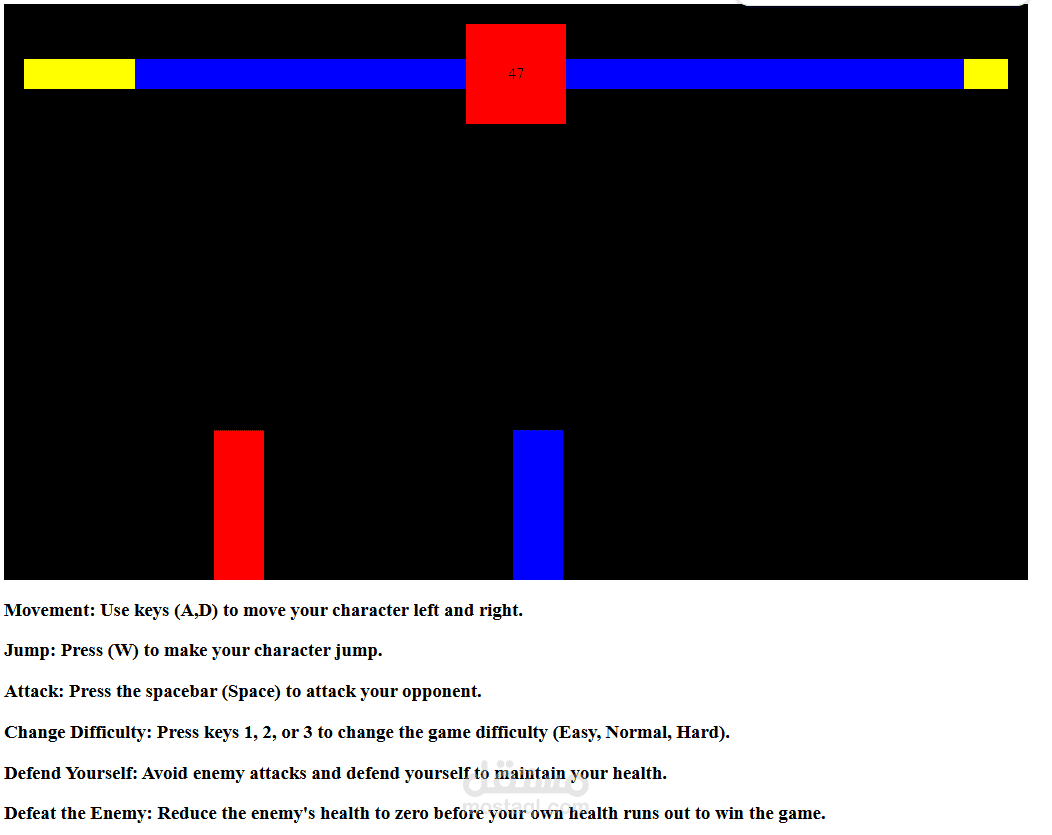 لعبة قتال 2D ضد الكمبيوتر باستخدام JavaScript (HTML/CSS)