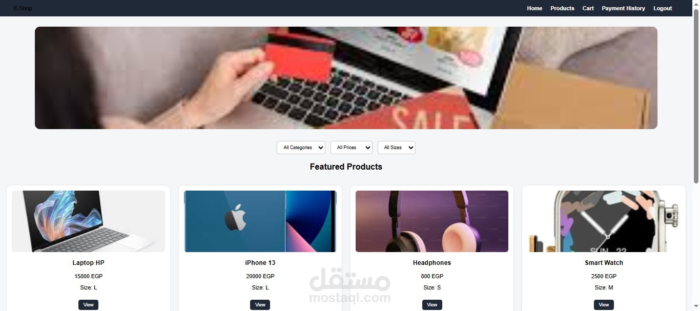 متجر إلكتروني تفاعلي باستخدام HTML5 و CSS3 و JavaScript ES6