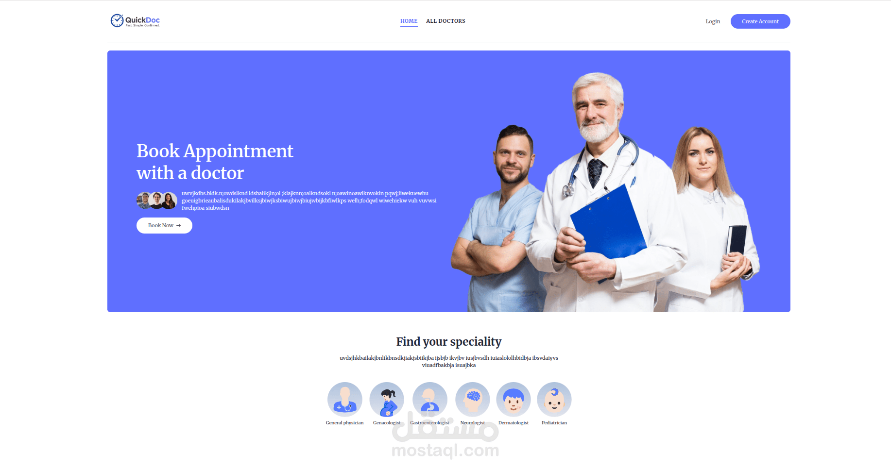 تصميم وتطوير نظام إدارة مواعيد طبية احترافي (REST API + React + MongoDB)