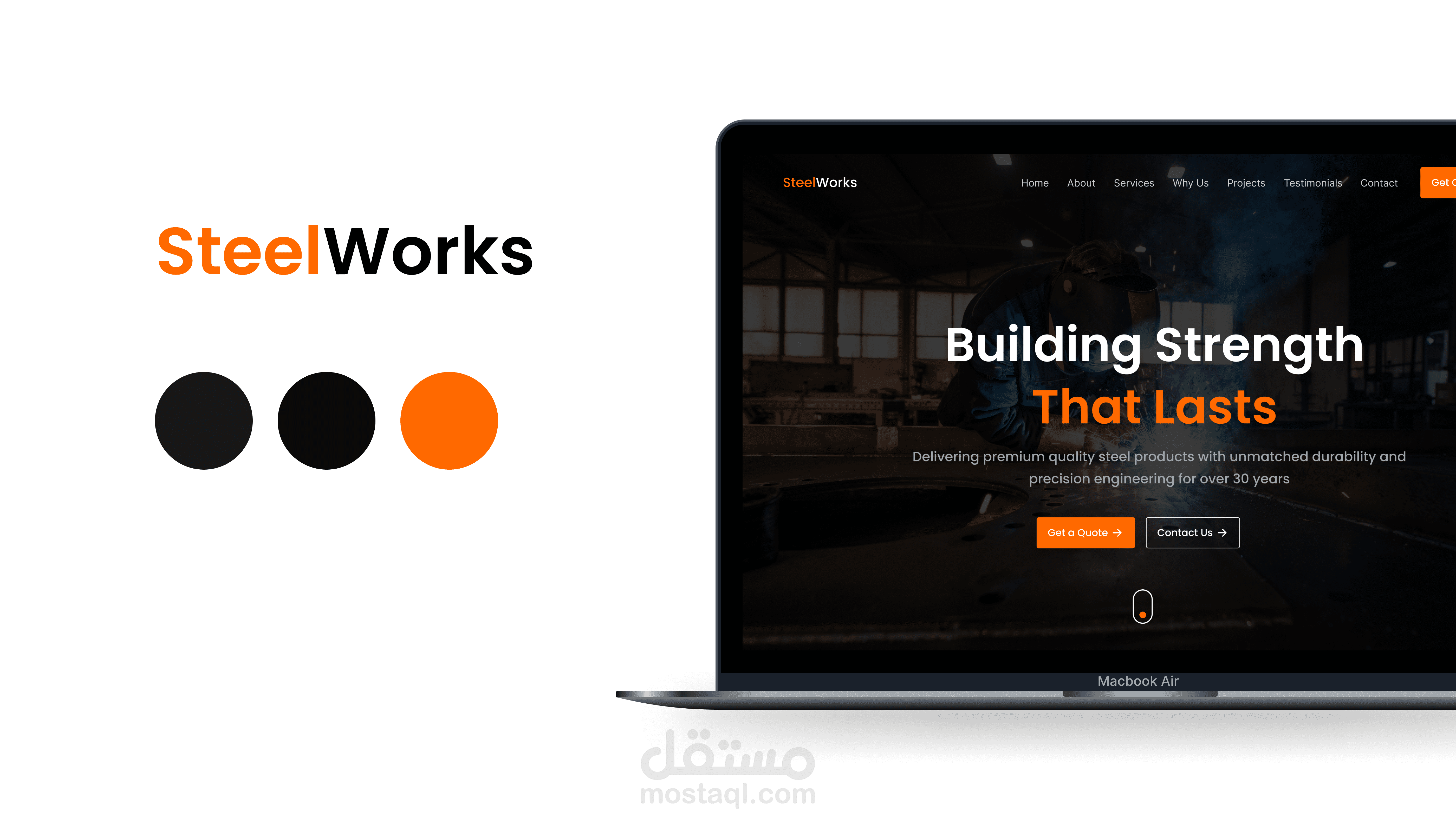 تصميم صفحة هبوط احترافية لشركة تصنيع الحديد والصلب