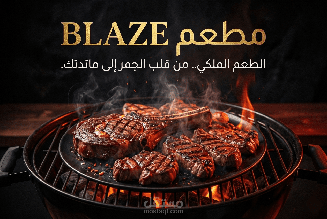 BLAZE — موقع تعريفي لمطعم مع عرض قائمة الأطباق والأسعار