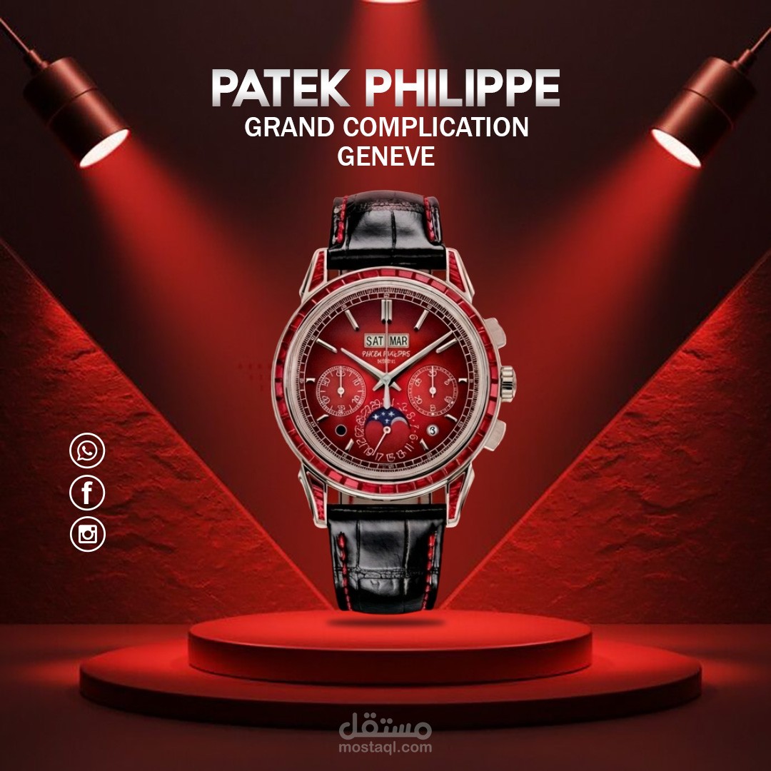 تصميم بصري احترافي لساعة"PATEK PHILIPE" الفاخرة_ تصميمات سوشيال ميديا
