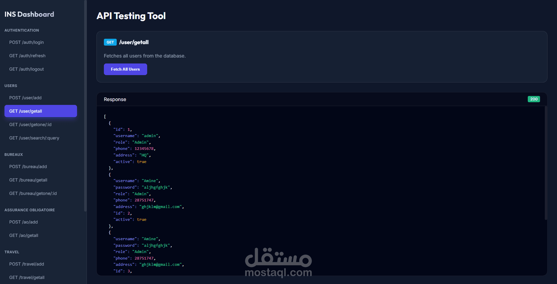 Insurance company Backend