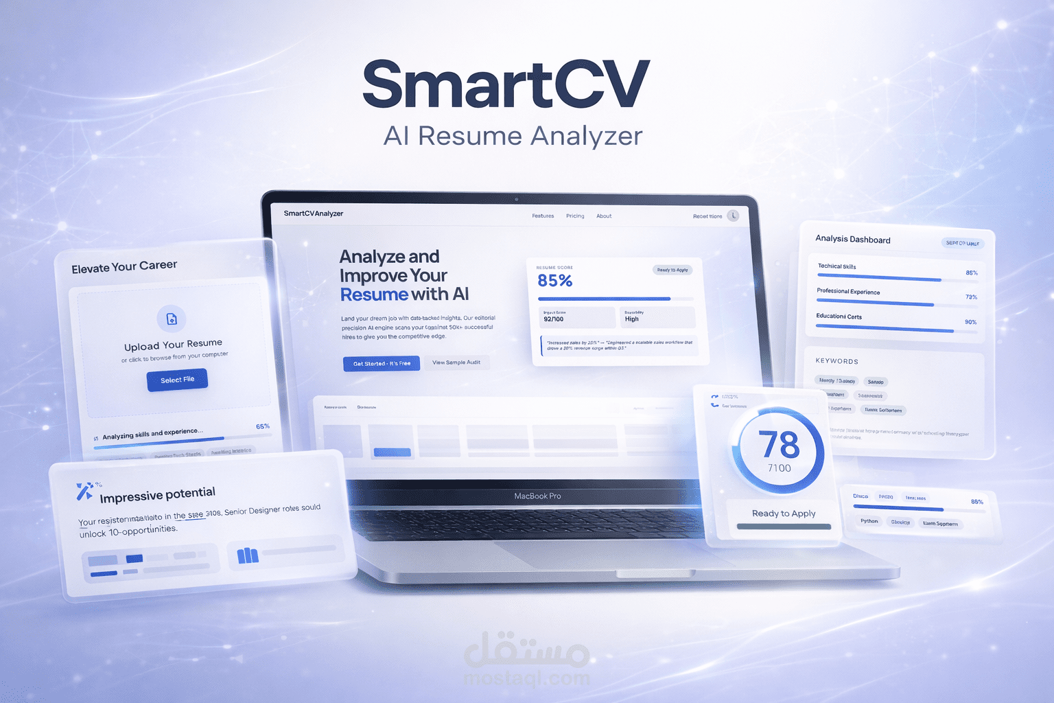 SmartCV - تطبيق تحليل CV بالذكاء الاصطناعي مع تقييم وتحسين السيرة الذاتية