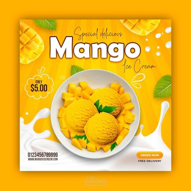 Mango Ice Cream Social Media Post