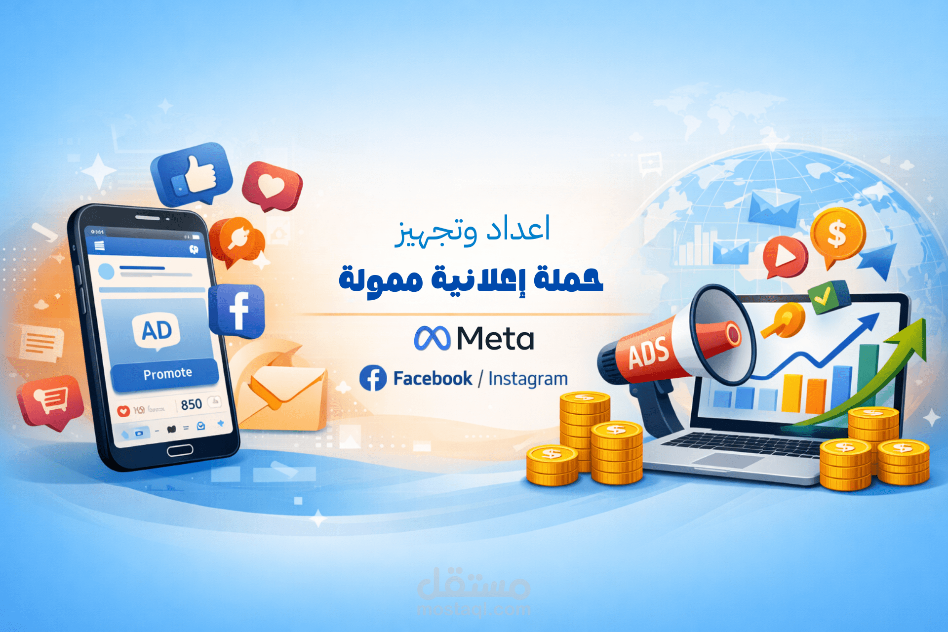 إعداد وتجهيز حملة إعلانات ممولة على Meta من حساب العميل (Facebook/Instagram)