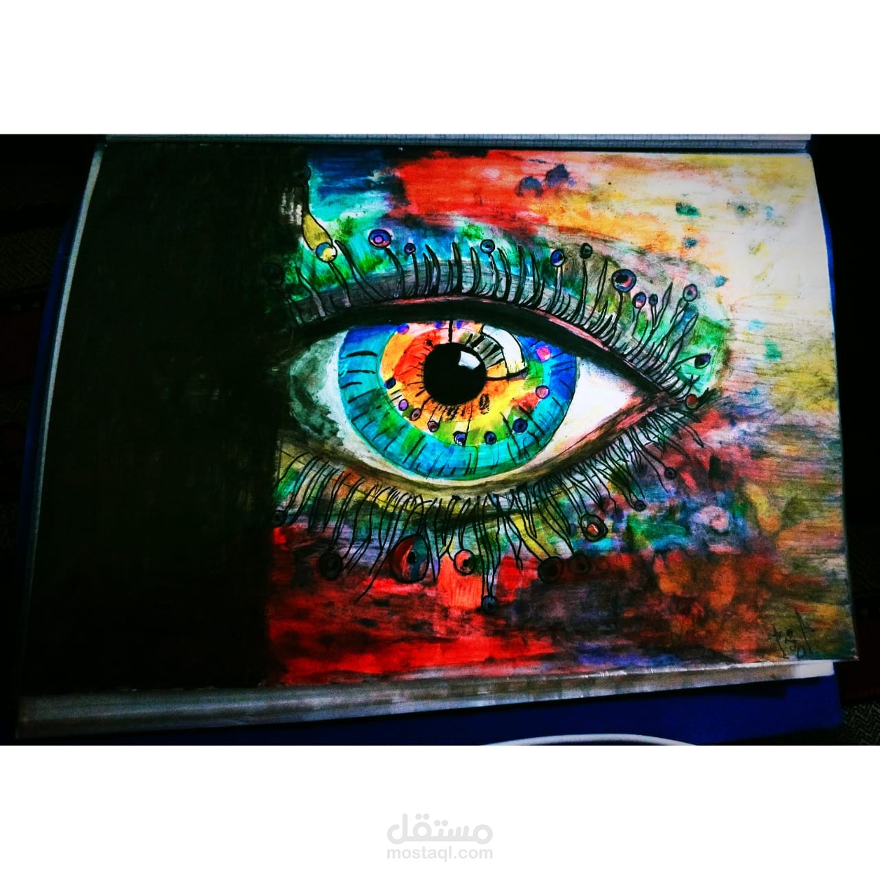 لوحة سريالية مبدعة: انفجار الألوان في عين فنية