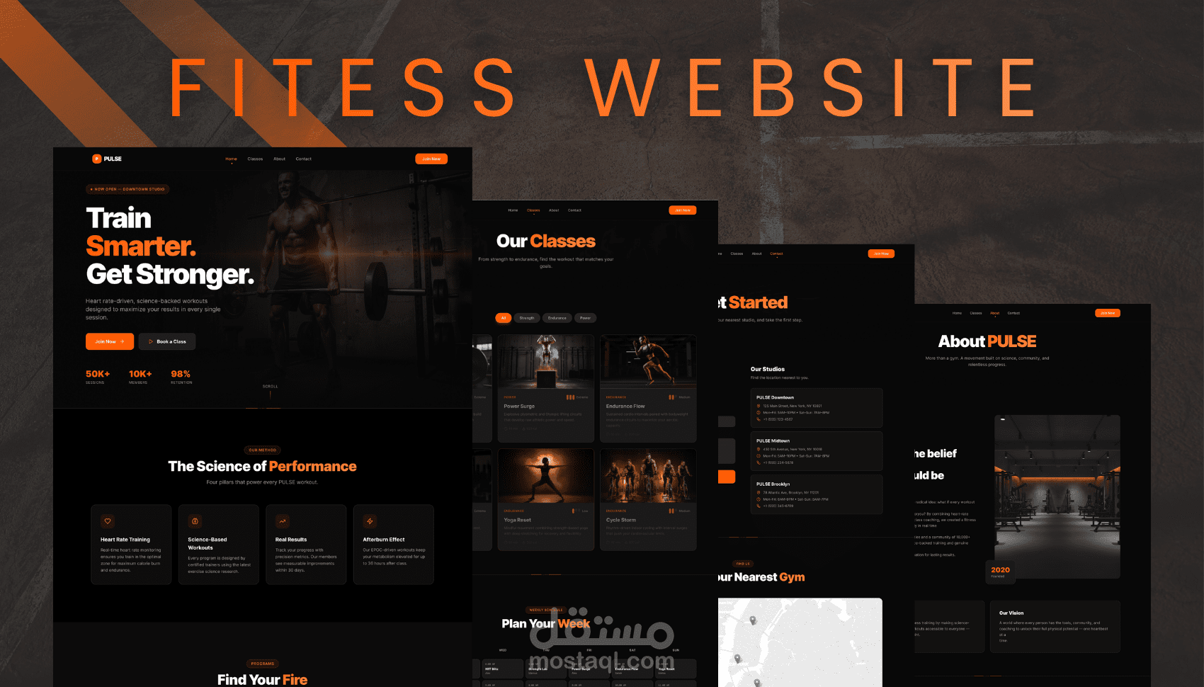 تصميم UI/UX لموقع لياقة بدنية (Fitness Website Design)
