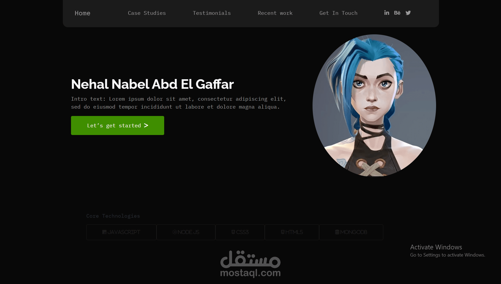 تصميم موقع معرض أعمال شخصي متجاوب باستخدام HTML وCSS وBootstrap