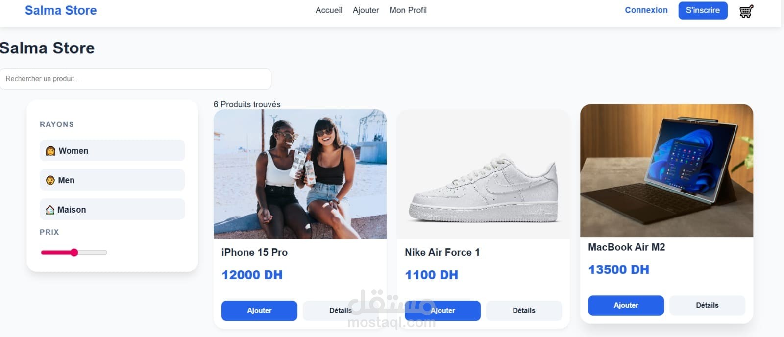 Développement d'une boutique en ligne complète mettant l'accent sur l'interactivité et la gestion efficace des données.