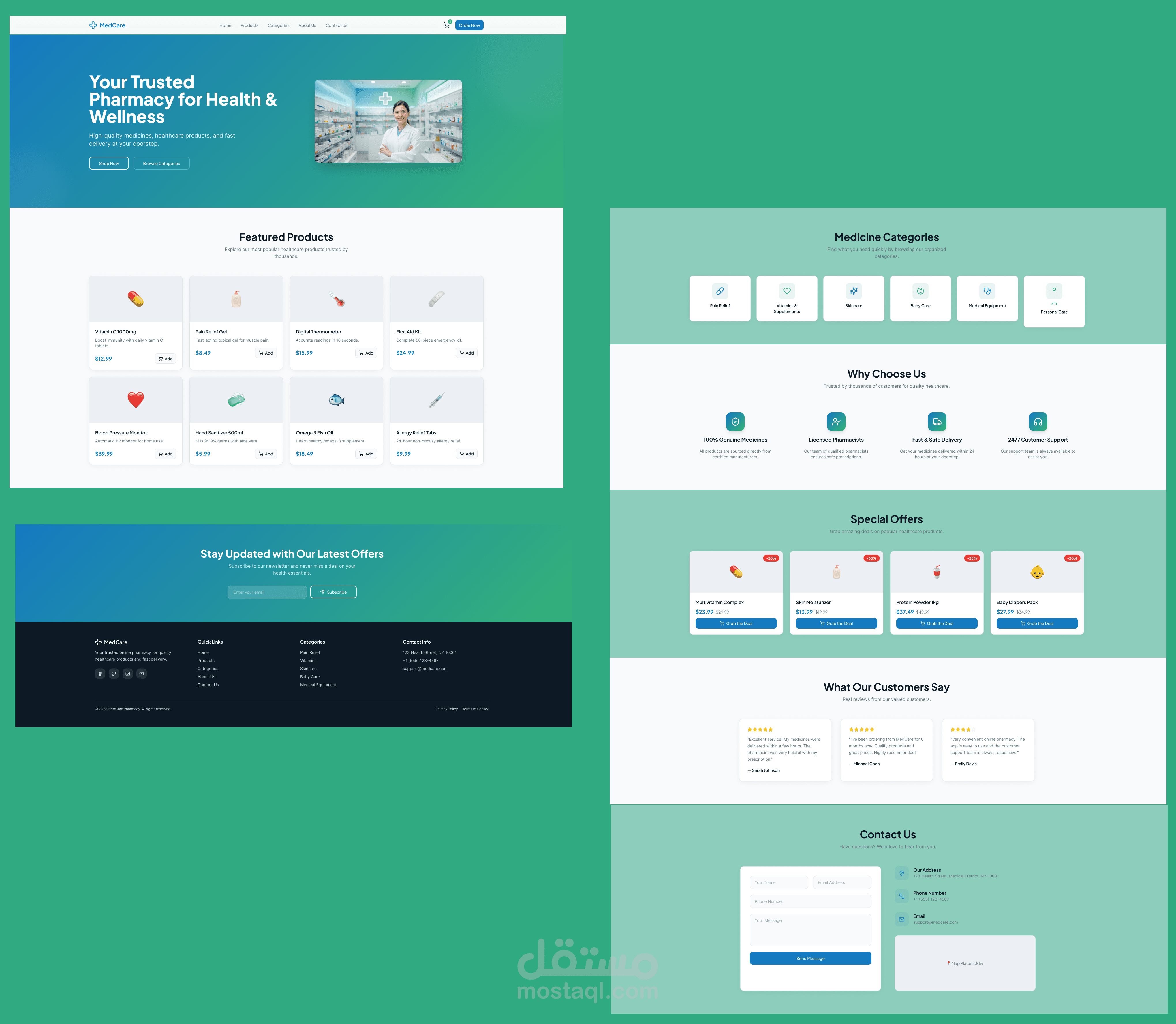 تصميم وتطوير Landing Page احترافية لموقع صيدلية | React + تصميم عصري