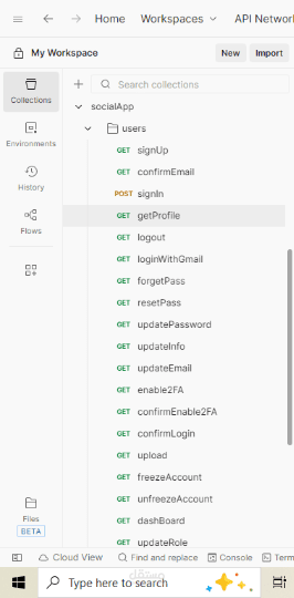 تطوير Back-End لتطبيق تواصل اجتماعي