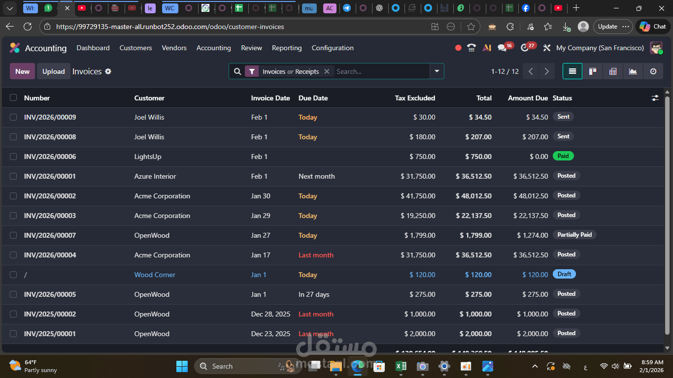 إدخال بيانات محاسبية ومتابعة الحسابات باستخدام Odoo Accounting