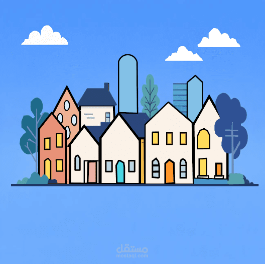 تصميم توضيحي لمدينة عصرية (Flat Vector Illustration)