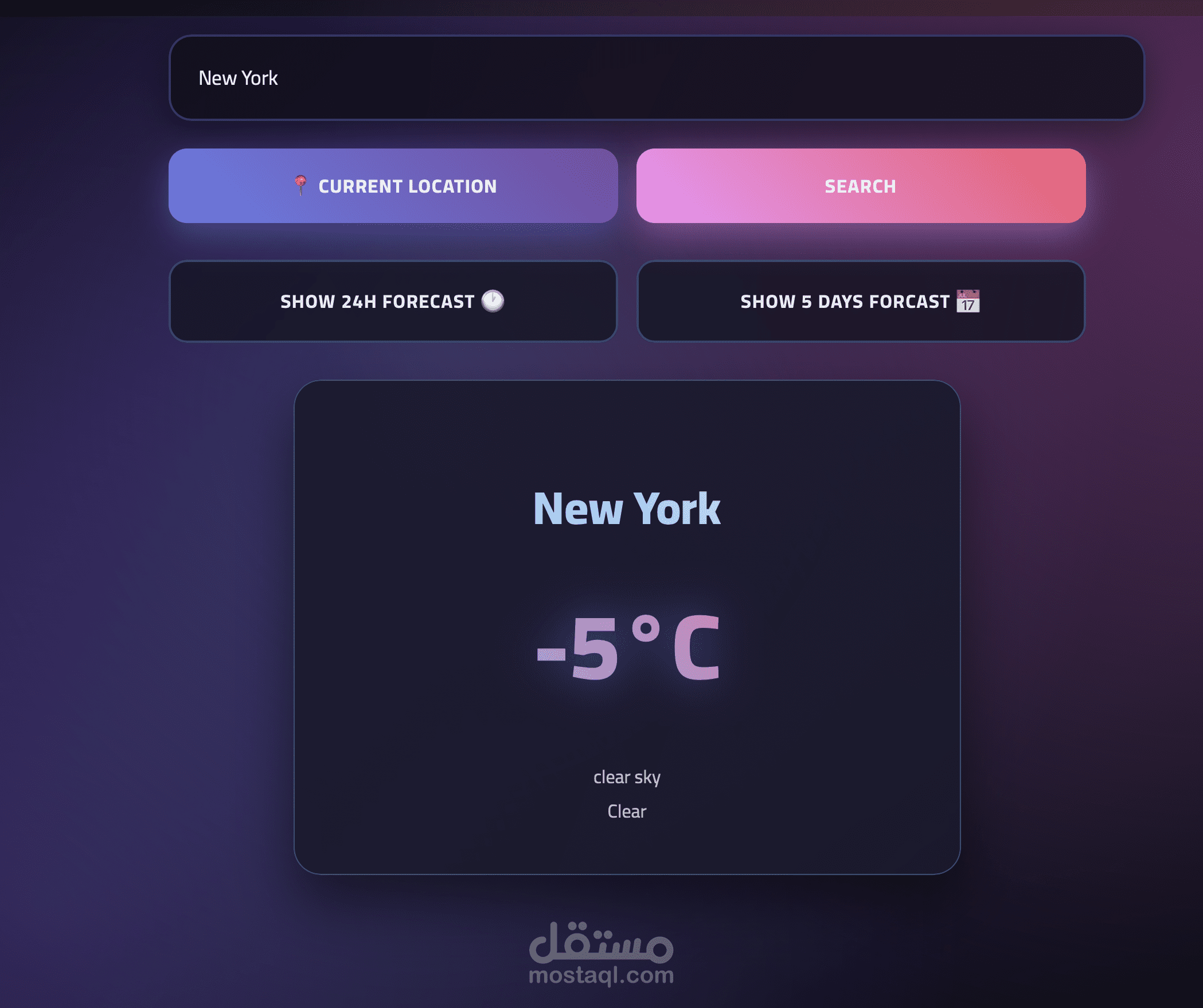"Weather App متكامل - React + OpenWeather API + Tailwind" ( تطبيق الطقس )
