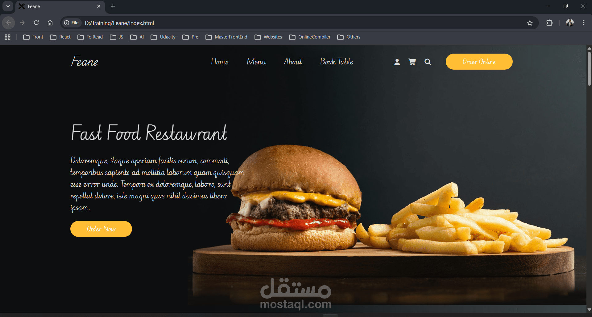 تطوير واجهه اماميه لموقع ويب