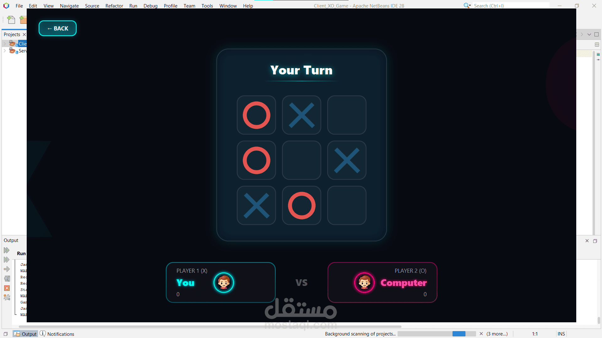 لعبة Tic Tac Toe متعددة الأنماط مع خادم شبكي لإدارة اللعب عبر الإنترنت (Network Client/Server)