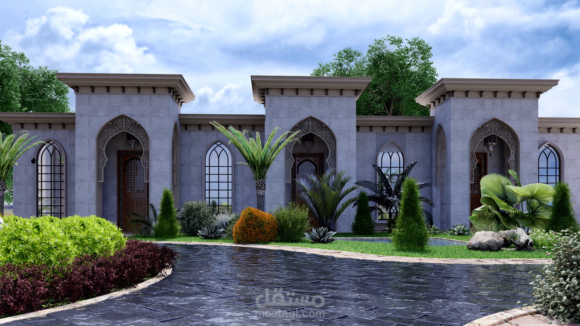 Islamic modern house and landscape