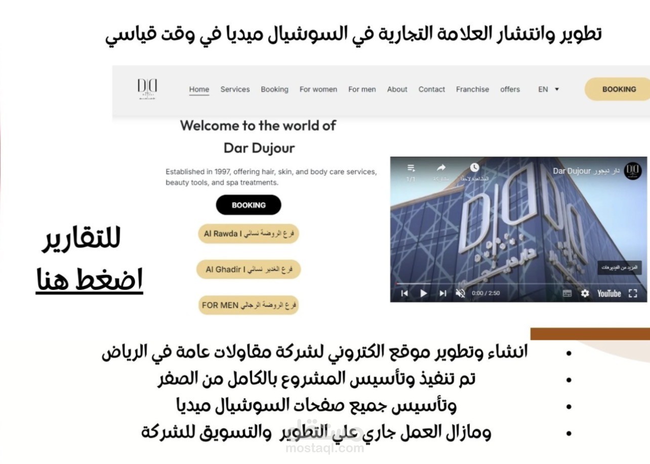 تطوير منصات وموقع ابراند تجميل