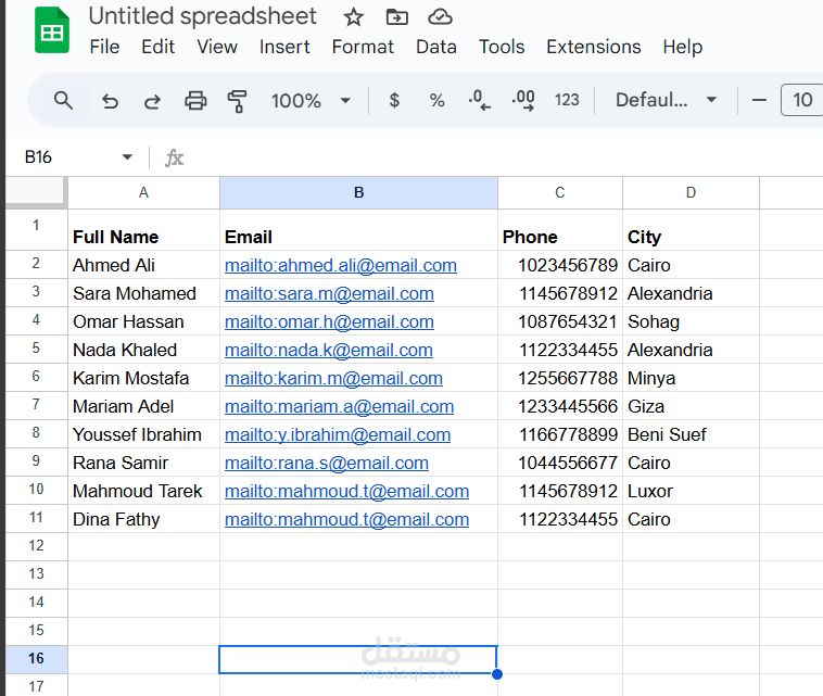 Data Entry  – Excel