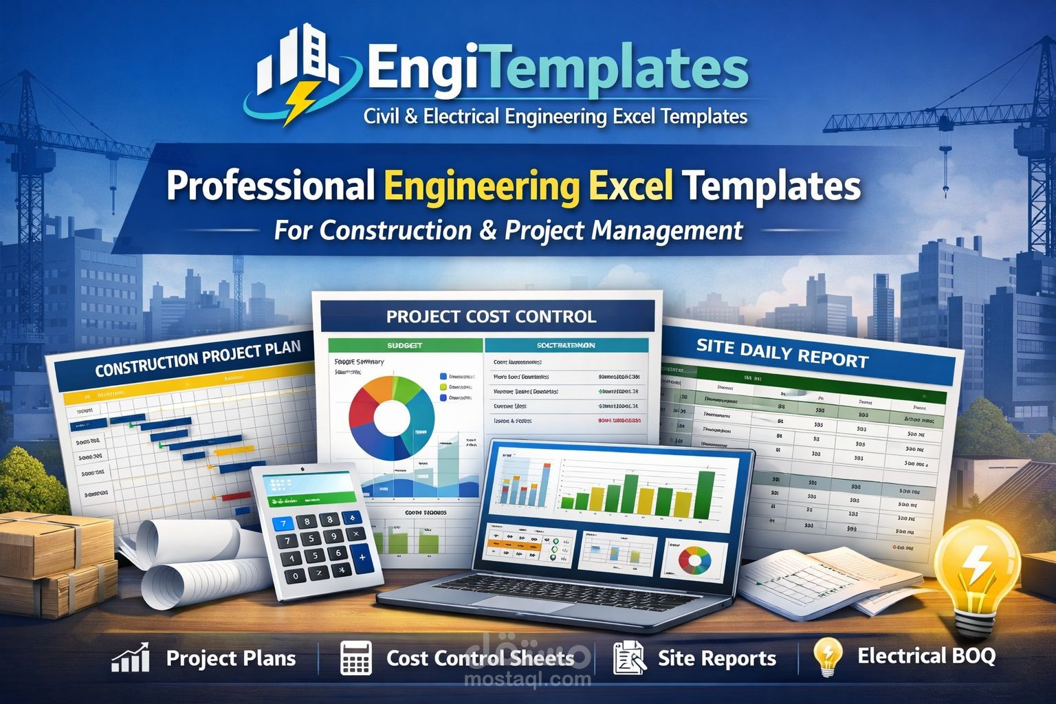 EngiTemplates provides professional, ready-to-use Excel templates and project tools designed specifically for civil and electrical engineers working in construction and infrastructure projects.