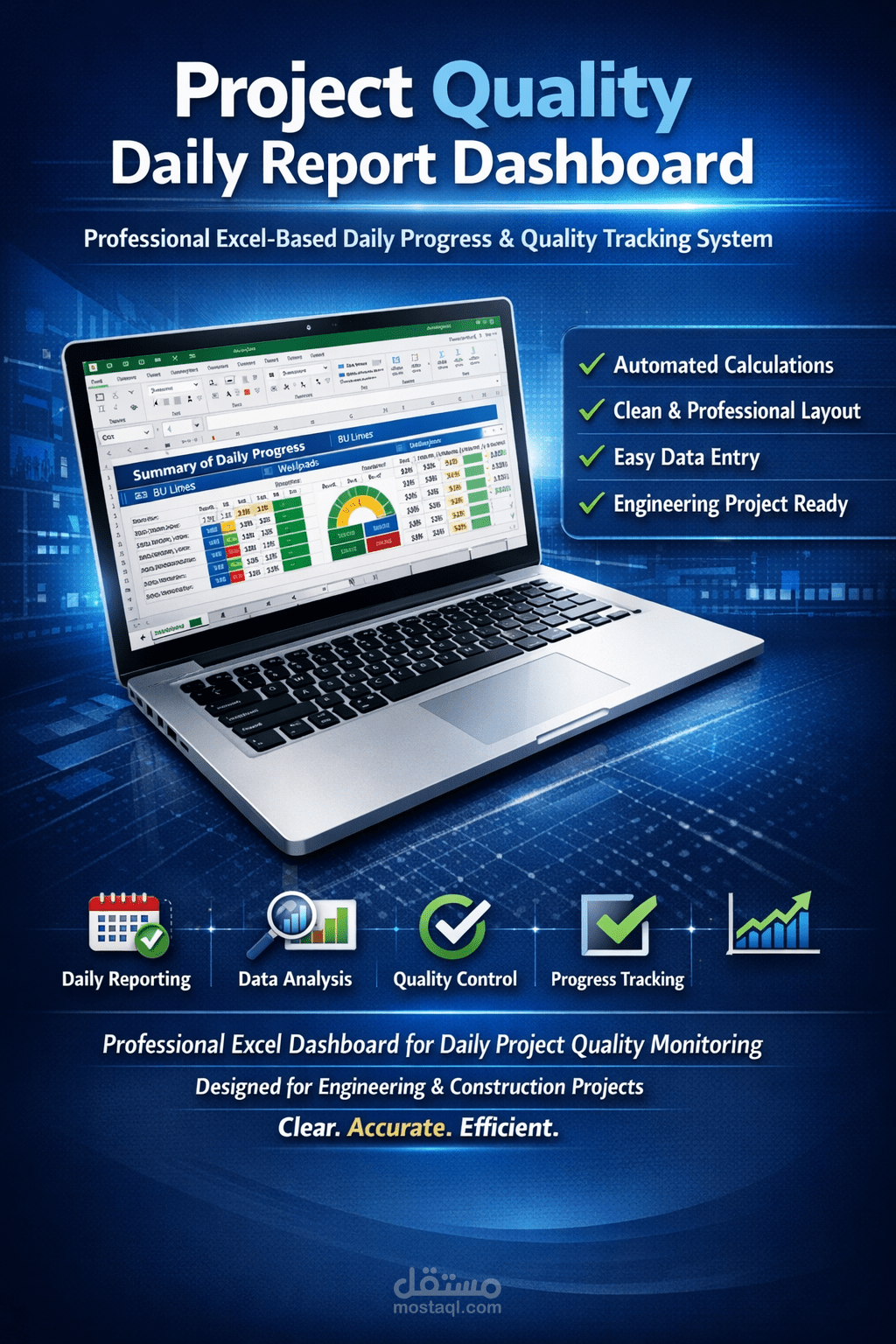 Professional Excel-Based Daily Progress & Quality Tracking System